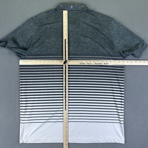 Tiger Woods Nike Polo Shirt Mens XL Grey Striped Performance Golf Snap Dri Fit - Picture 7 of 10